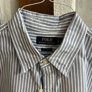 Polo Ralph Lauren Men’s Classic Fit blue and white striped Oxford in XL